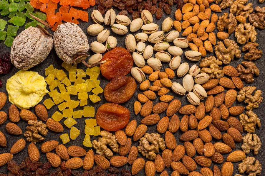Almonds pistachios dates and dry fruits